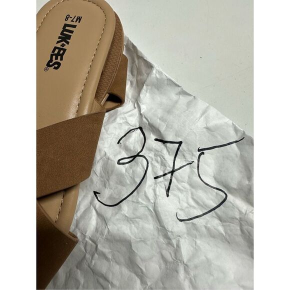 NWOT Luk Ees Women's Sandals Criss Cross Slides Faux Leather Tan Size M (7-8) - Picture 7 of 7